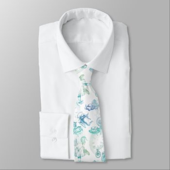 Alice In Wonderland Tea Blue Green Tie by 13MoonshineDesigns at Zazzle