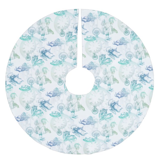 Alice in Wonderland Tea Blue Green Tree Skirt (Front)