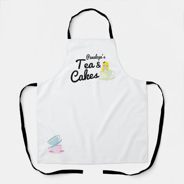 alice in wonderland TEA & CAKES pastel kitchen Apron (Front)