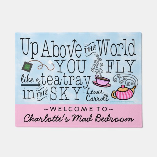 Alice in Wonderland Tea Carroll Quote Personalized Doormat
