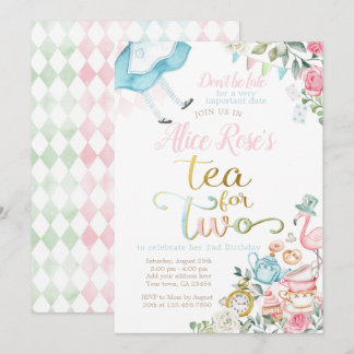 Alice in Wonderland, Tea for Two 2nd Birthday Invitation