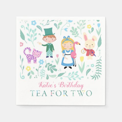 Alice in Wonderland Tea for Two Birthday Party Napkins