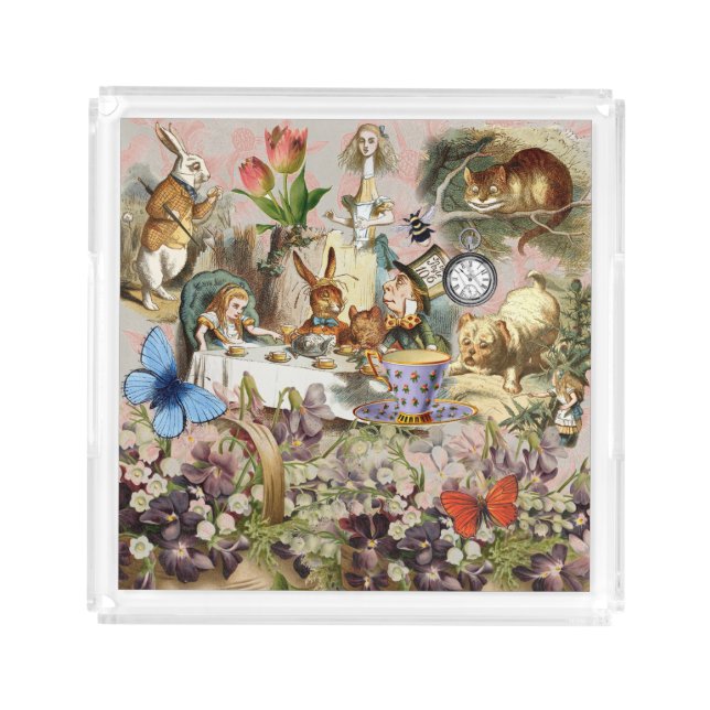 Alice in Wonderland Tea Party Art Acrylic Tray (Front)