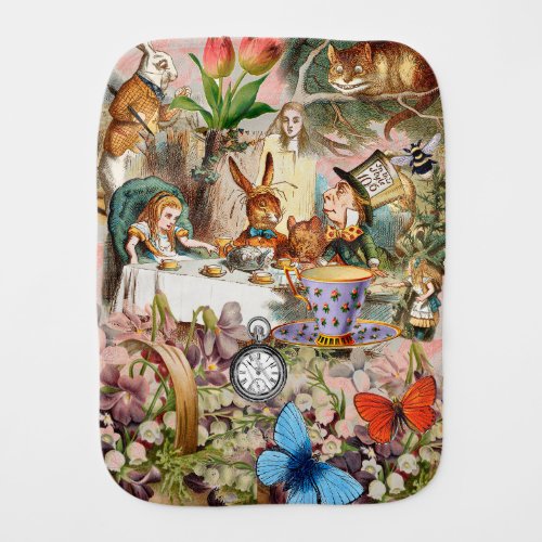 Alice in Wonderland Tea Party Art Baby Burp Cloth