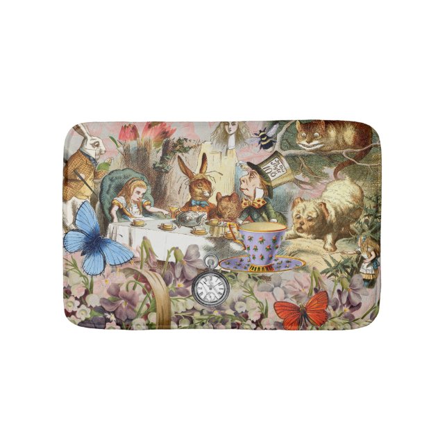 Alice in Wonderland Tea Party Art Bath Mat (Front)