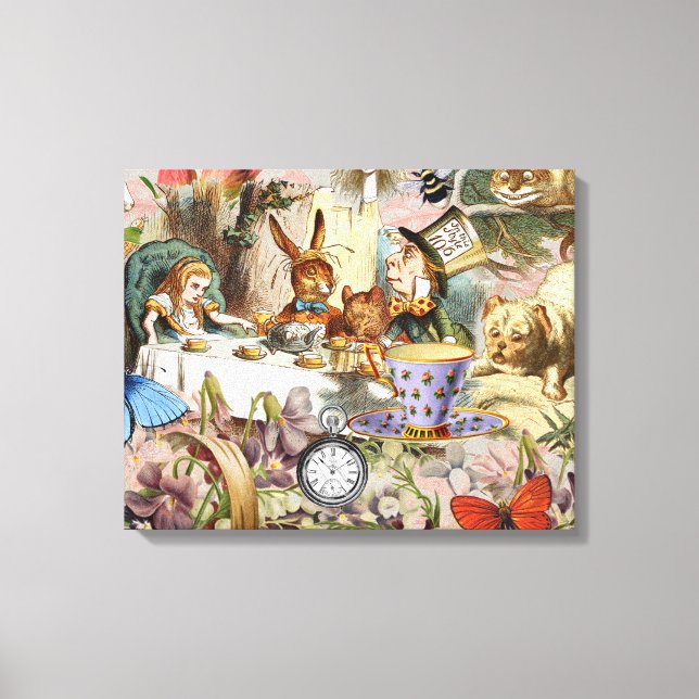 Alice in Wonderland Tea Party Art Canvas Print (Front)