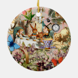 Alice in Wonderland Tea Party Art Ceramic Ornament