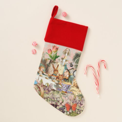 Alice in Wonderland Tea Party Art Christmas Stocking