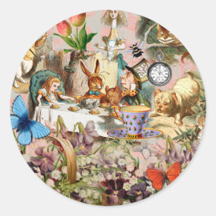 Alice in Wonderland Tea Party Art Classic Round Sticker