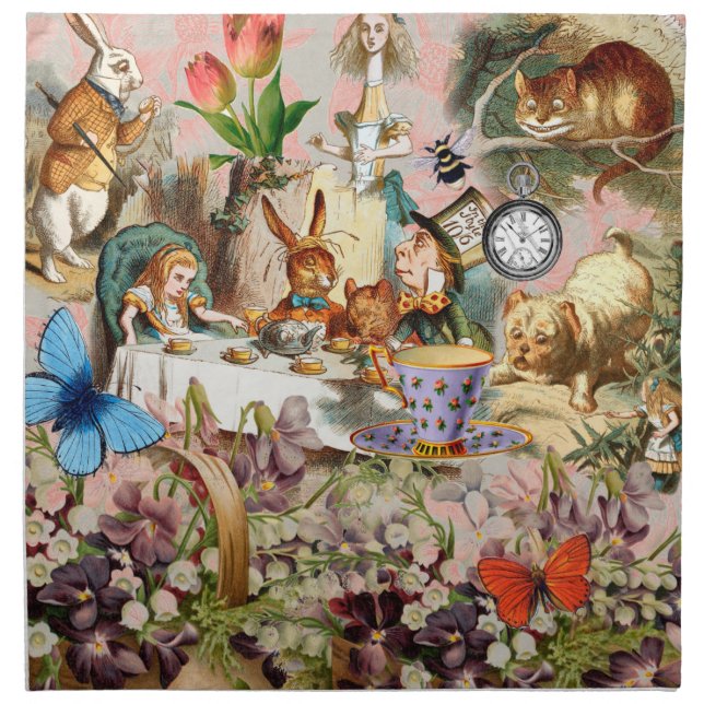 Alice in Wonderland Tea Party Art Cloth Napkin (Front)