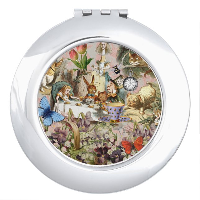 Alice in Wonderland Tea Party Art Compact Mirror (Front)