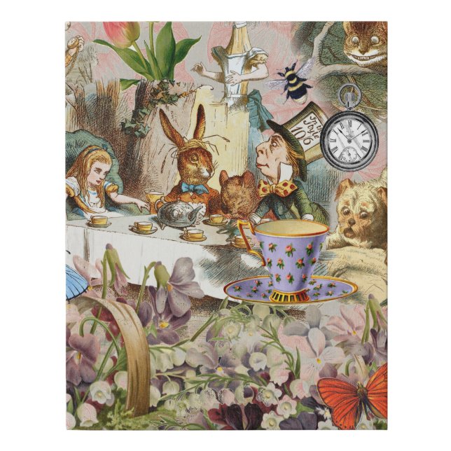 Alice in Wonderland Tea Party Art Faux Canvas Print (Front)