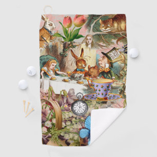 Alice in Wonderland Tea Party Art Golf Towel