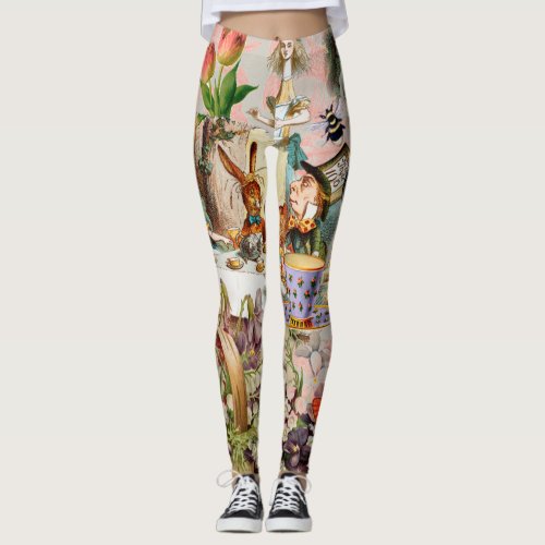 Alice in Wonderland Tea Party Art Leggings