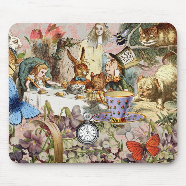 Alice in Wonderland Tea Party Art Mouse Pad (Front)