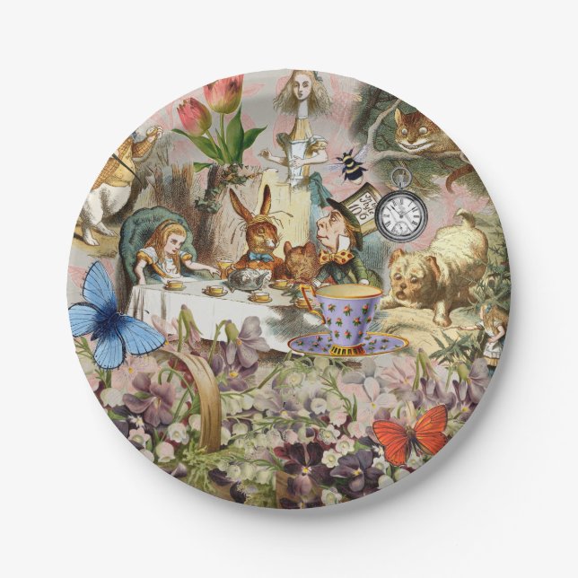 Alice in Wonderland Tea Party Art Paper Plates (Front)