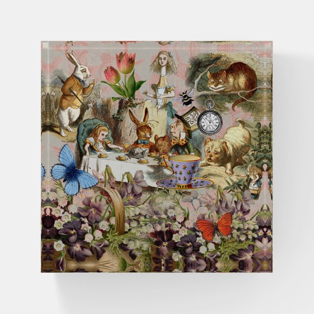 Alice in Wonderland Tea Party Art Paperweight (Front)
