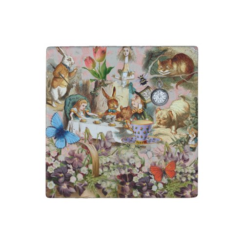 Alice in Wonderland Tea Party Art Stone Magnet