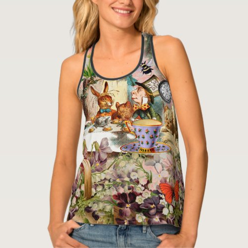 Alice in Wonderland Tea Party Art Tank Top