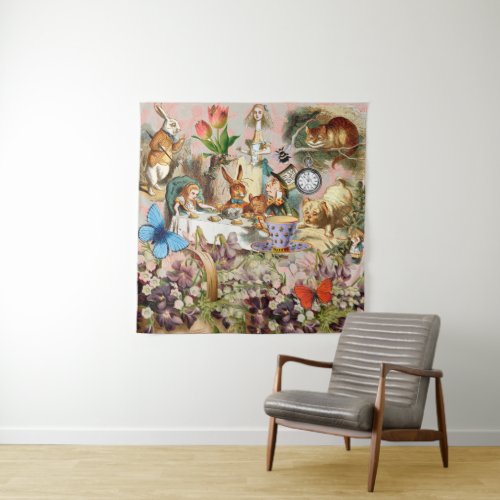 Alice in Wonderland Tea Party Art Tapestry