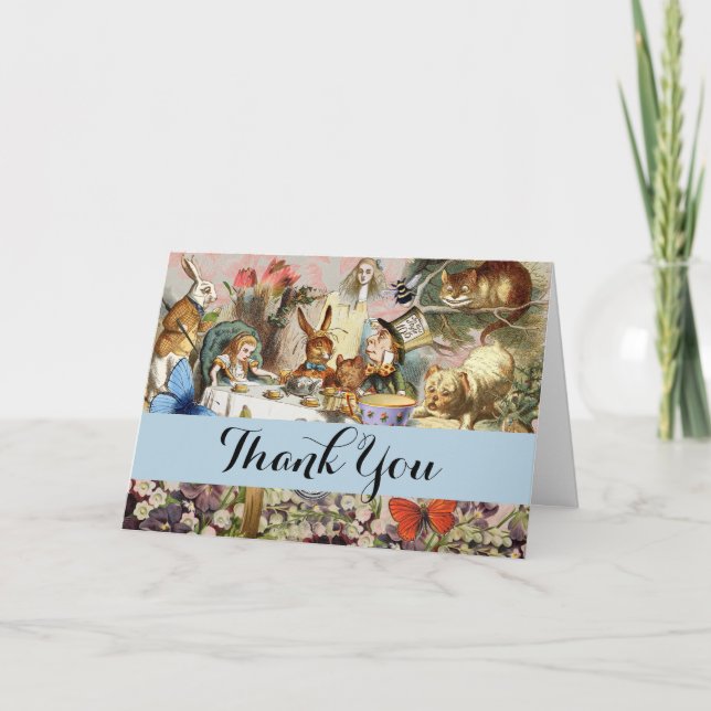 Alice in Wonderland Tea Party Art Thank You Card (Front)