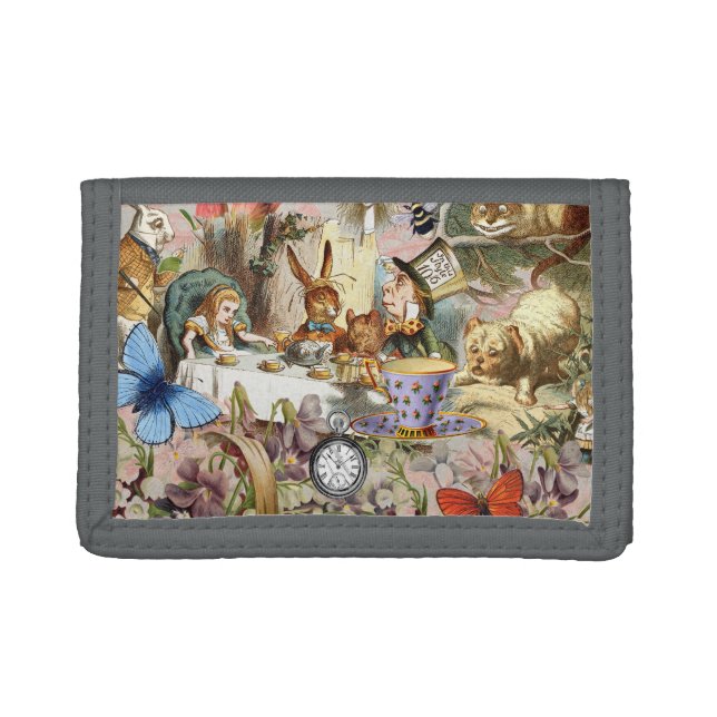 Alice in Wonderland Tea Party Art Trifold Wallet (Front)