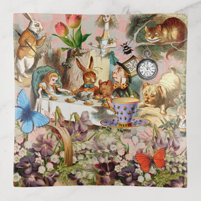 Alice in Wonderland Tea Party Art Trinket Tray (Front)