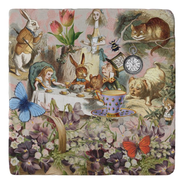 Alice in Wonderland Tea Party Art Trivet (Front)