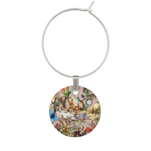 Alice in Wonderland Tea Party Art Wine Charm