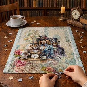 Alice in Wonderland Tea Party Art with Mad Hatter  Jigsaw Puzzle