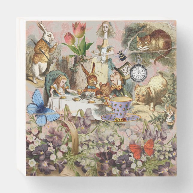 Alice in Wonderland Tea Party Art Wooden Box Sign (Front Horizontal)