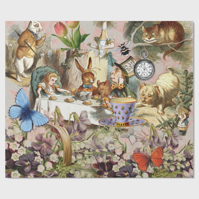 Alice in Wonderland Tea Party Art Wrapping Paper (Flat)