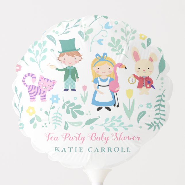Alice in Wonderland Tea Party Baby Shower Balloon (Front)