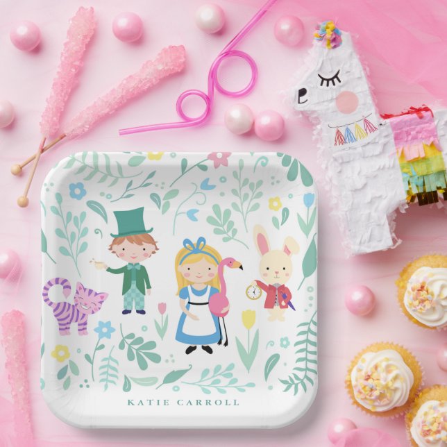 Alice in Wonderland Tea Party Baby Shower Paper Plates (Party)