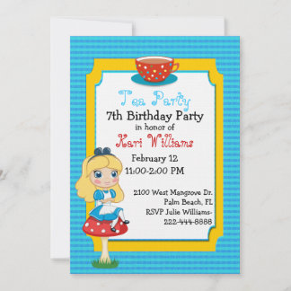 Alice In Wonderland Tea Party Birthday Custom Invitation
