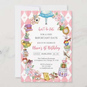 Alice in Wonderland Tea Party Birthday Invitation