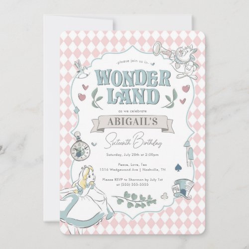 Alice in Wonderland  Tea Party Birthday Invitation