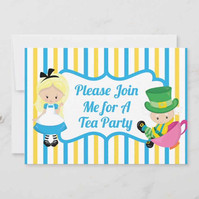 Alice in Wonderland Tea Party Birthday Invitation (Front)