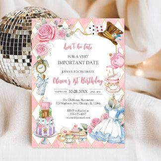Alice in Wonderland Tea Party Birthday Invitation