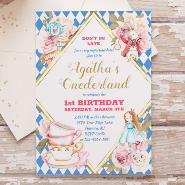 Alice in Wonderland Tea Party Birthday Invitation | Zazzle