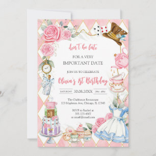 Alice in Wonderland Tea Party Birthday Invitation