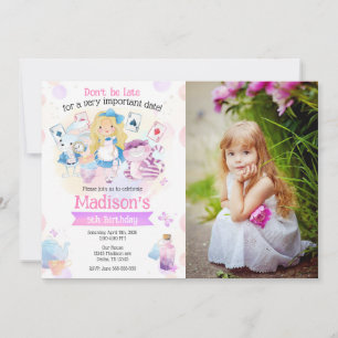 Alice in Wonderland Tea Party Birthday Photo Invitation