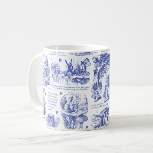 Alice in Wonderland Tea Party Blue Toile Quotes Coffee Mug