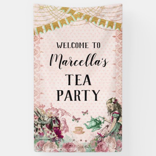 Alice in Wonderland Tea Party Blush  Mint Banner