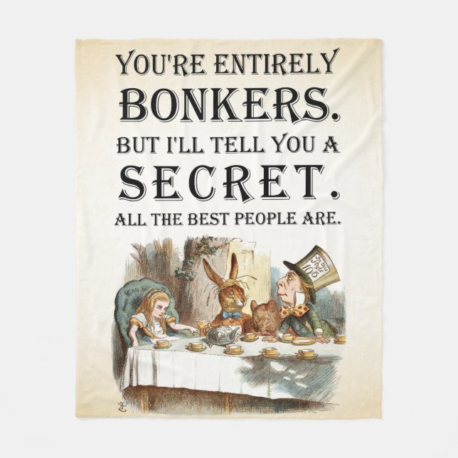 Alice In Wonderland - Tea Party - Bonkers Quote Fleece Blanket (Front)
