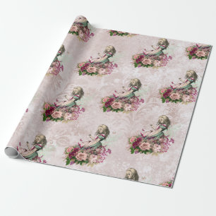 Alice in Wonderland Tea Party Burgundy & Blush Wrapping Paper