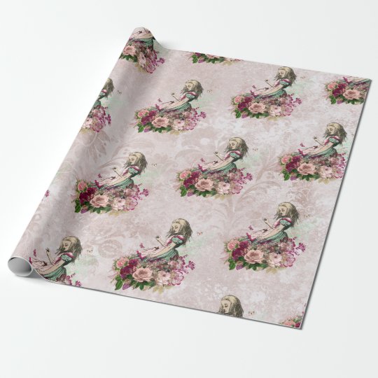 Download Alice in Wonderland Tea Party Burgundy & Blush Wrapping ...