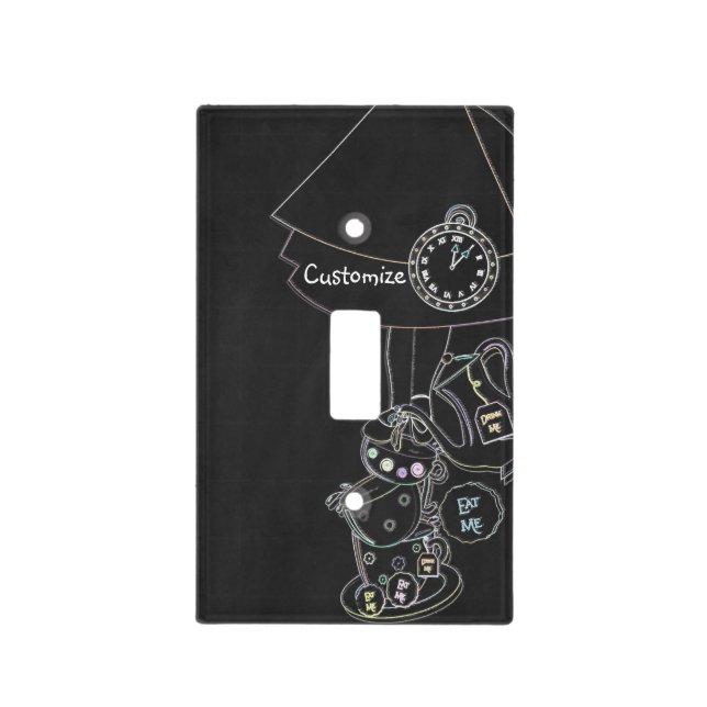 Alice in Wonderland Tea Party Chalkboard Custom Light Switch Cover (Front)