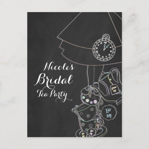 Alice in Wonderland Tea Party Chalkboard Party Invitation Postcard