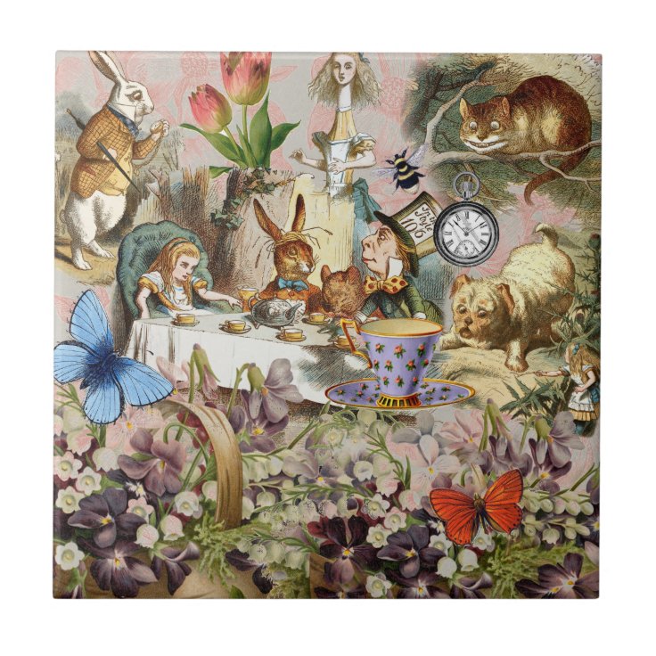 Alice in Wonderland tea party characters Ceramic Tile Zazzle
